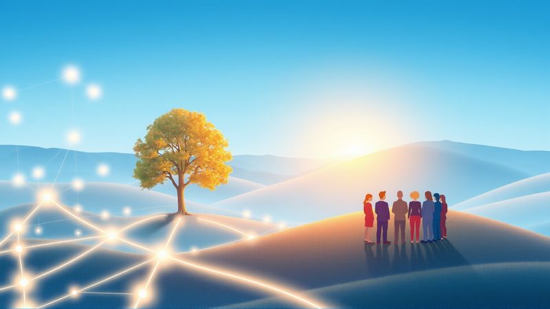 Conexiones digitales iluminan un paisaje armonioso