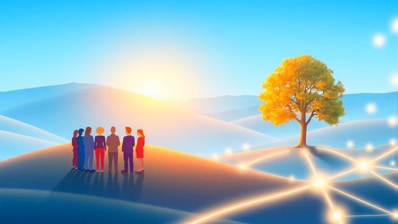 Conexiones digitales iluminan un paisaje armonioso