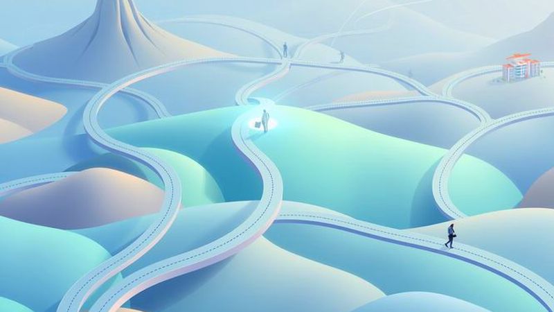 Un camino de desarrollo iluminado surge