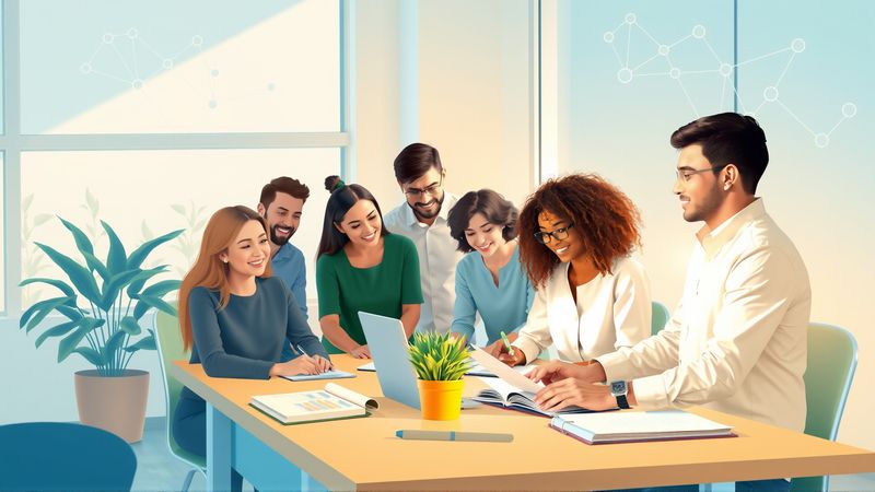 Colaboración visual en un espacio moderno