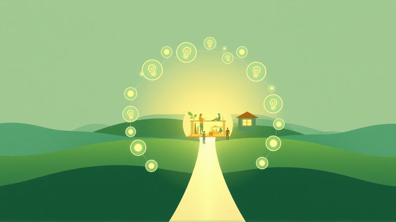 Ideas brillantes fluyen en armonía y progreso