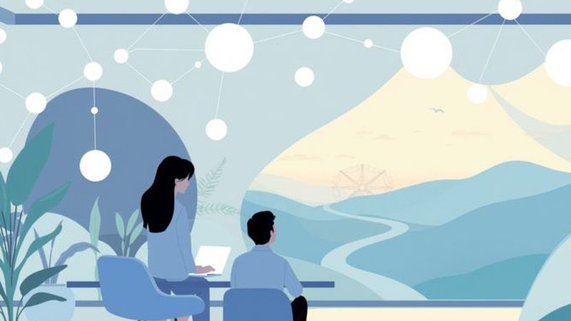 Ilustración digital moderna representa flujo financiero estratégico