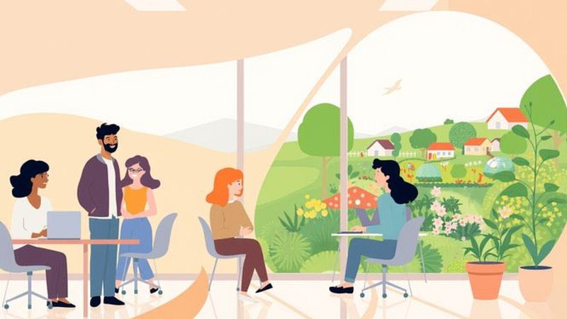 Colaboración visualmente optimista y armoniosa florece