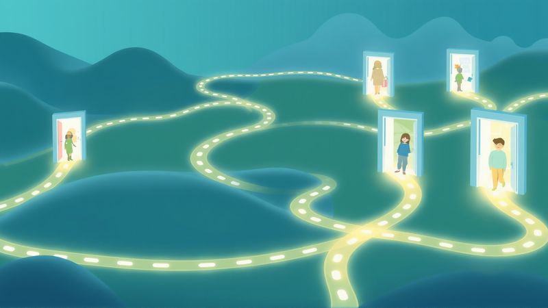 Rutas luminosas guían a oportunidades serenas