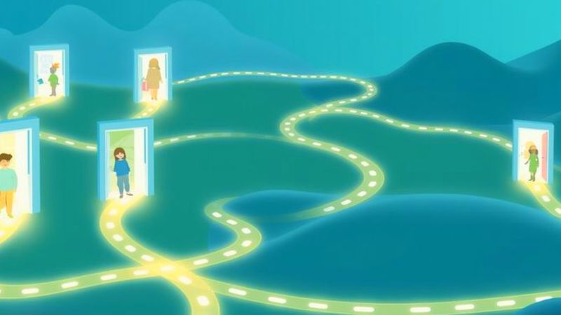 Rutas luminosas guían a oportunidades serenas