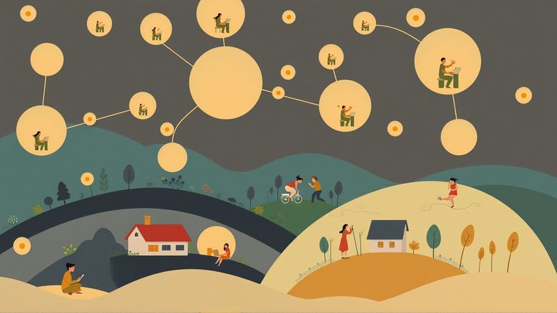 Orbes luminosos crean un tranquilo mundo creativo
