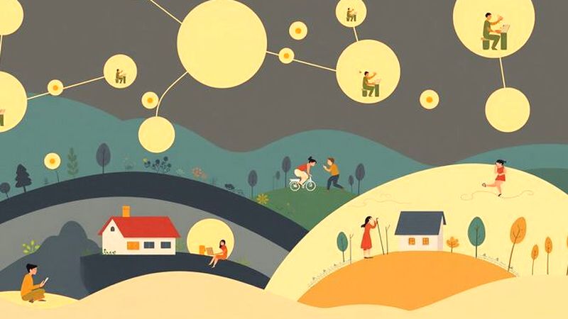 Orbes luminosos crean un tranquilo mundo creativo